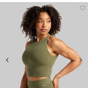 BYLT Ribbed High Neck Long Line Bra Tank